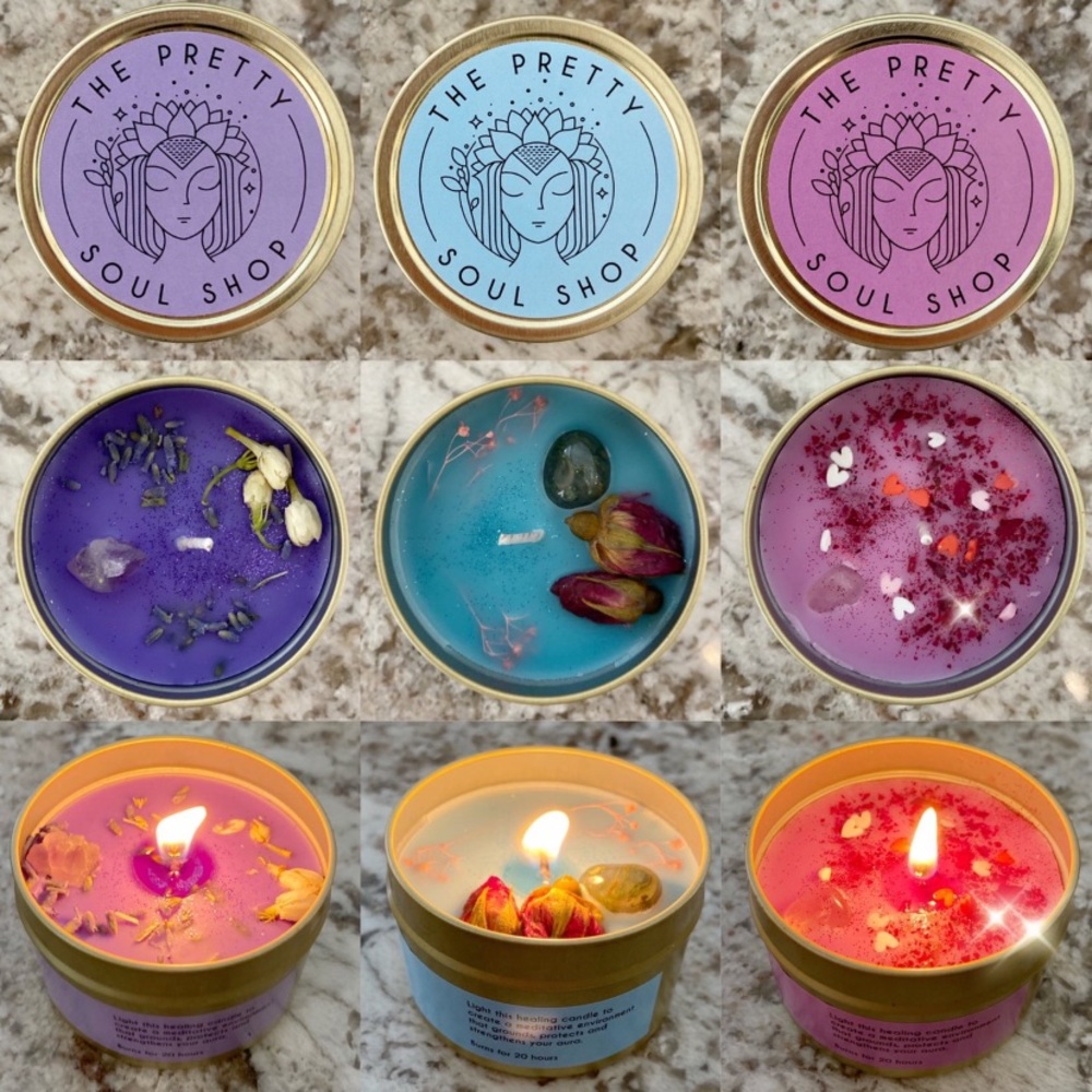 Scented Candle Set - Purple, Blue, Pink